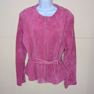 NWT & VTG Revue Genuine Suede Leather Jacket Bright Pink